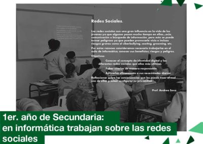 2018: 1er año de Secundaria en informática trabajan sobre las redes sociales