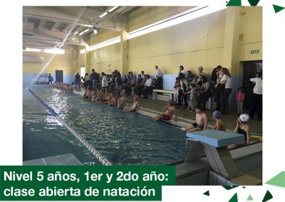 2018: Nivel 5 años, 1ero y 2do año en clase abierta de natación